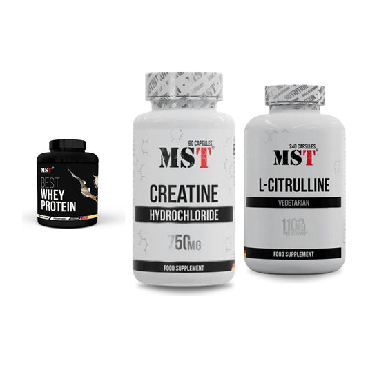 MST Marken-Trio: Best Whey Protein + Creatin HCL + Citrulline – alle enthaltenen Artikel