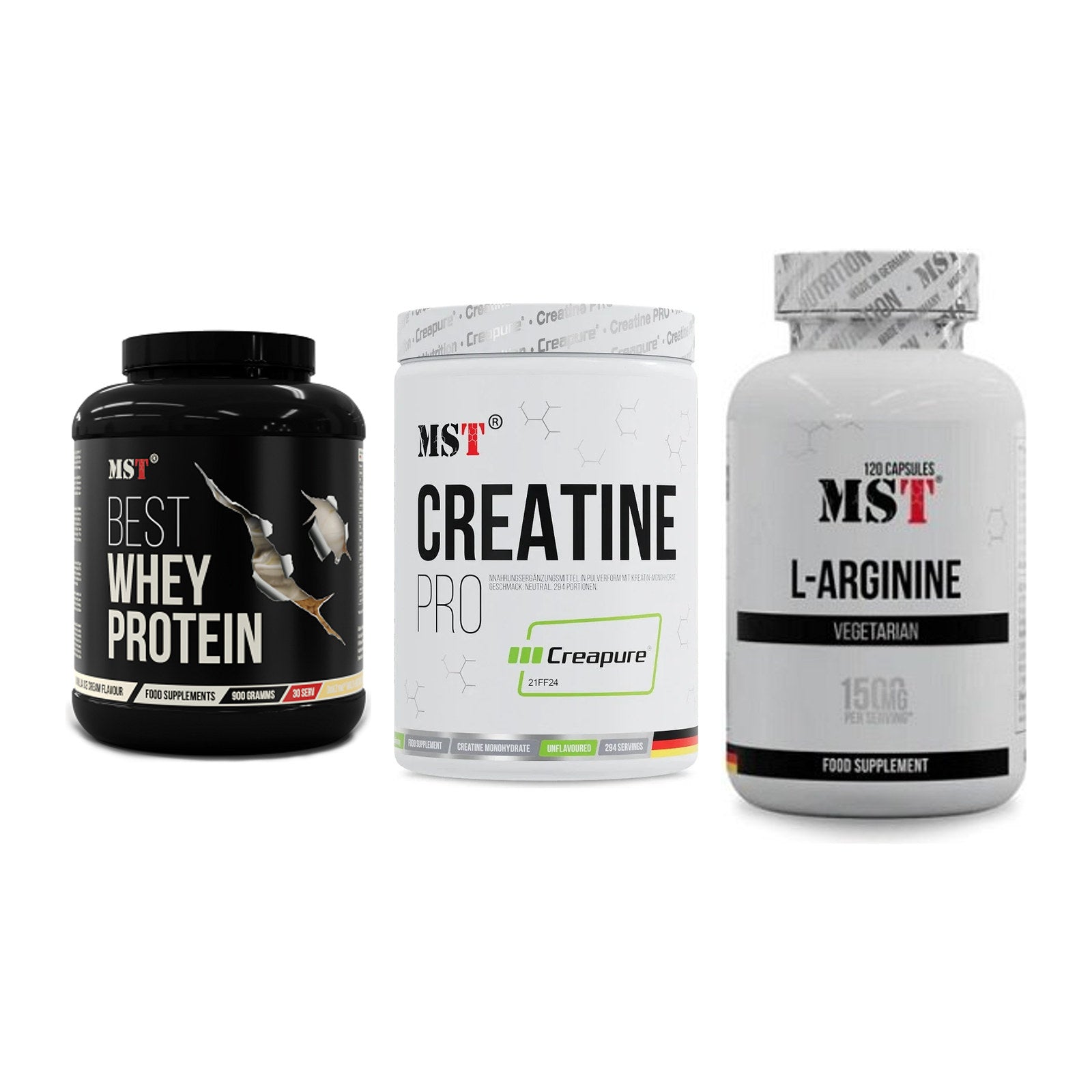 MST Marken-Trio: Best Whey + Creatin Pro + L-Arginine 120 – alle enthaltenen Artikel