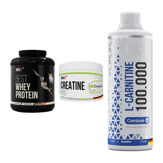 MST Marken-Trio: Best Whey + Creatin Pro + L-Carnitine – alle enthaltenen Artikel