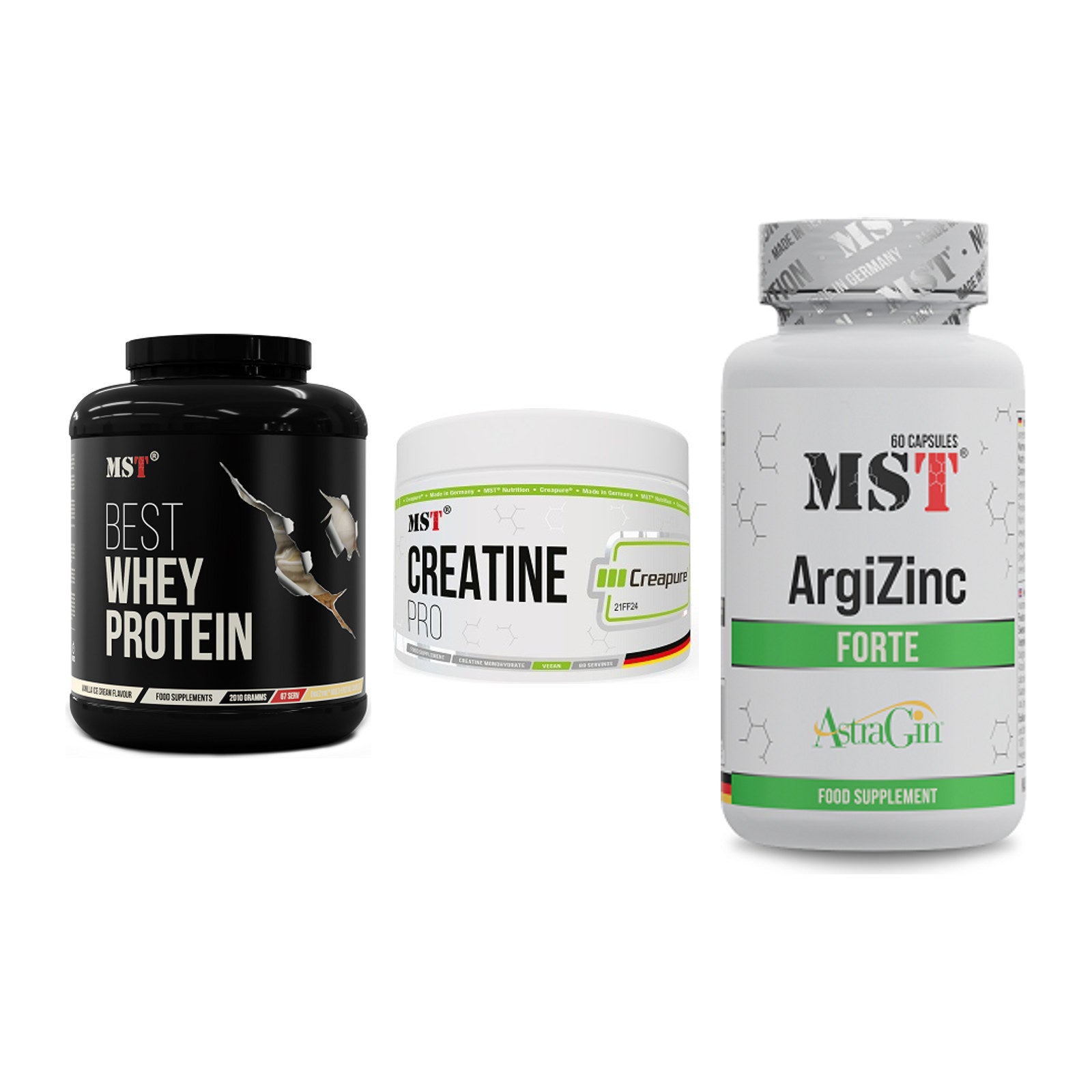 MST Marken-Trio: Best Whey + Creatin Pro + ArgiZinc Forte – alle enthaltenen Artikel