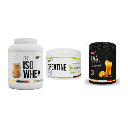 MST Marken-Trio: Iso Clear 900g + Creatin Pro + EAA & BCAA – alle enthaltenen Artikel