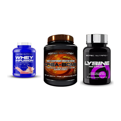 Scitec Nutrition Marken-Trio: Whey Infusion + Crea-Bomb + 1 weitere – alle enthaltenen Artikel