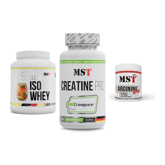 MST Marken-Trio: Iso Clear + Creatine Pro CREAPURE + Arginine RAW – alle enthaltenen Artikel