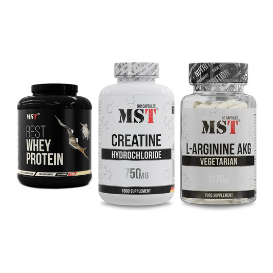 MST Marken-Trio: Best Whey + Creatine HCL + Arginin AAKG – alle enthaltenen Artikel