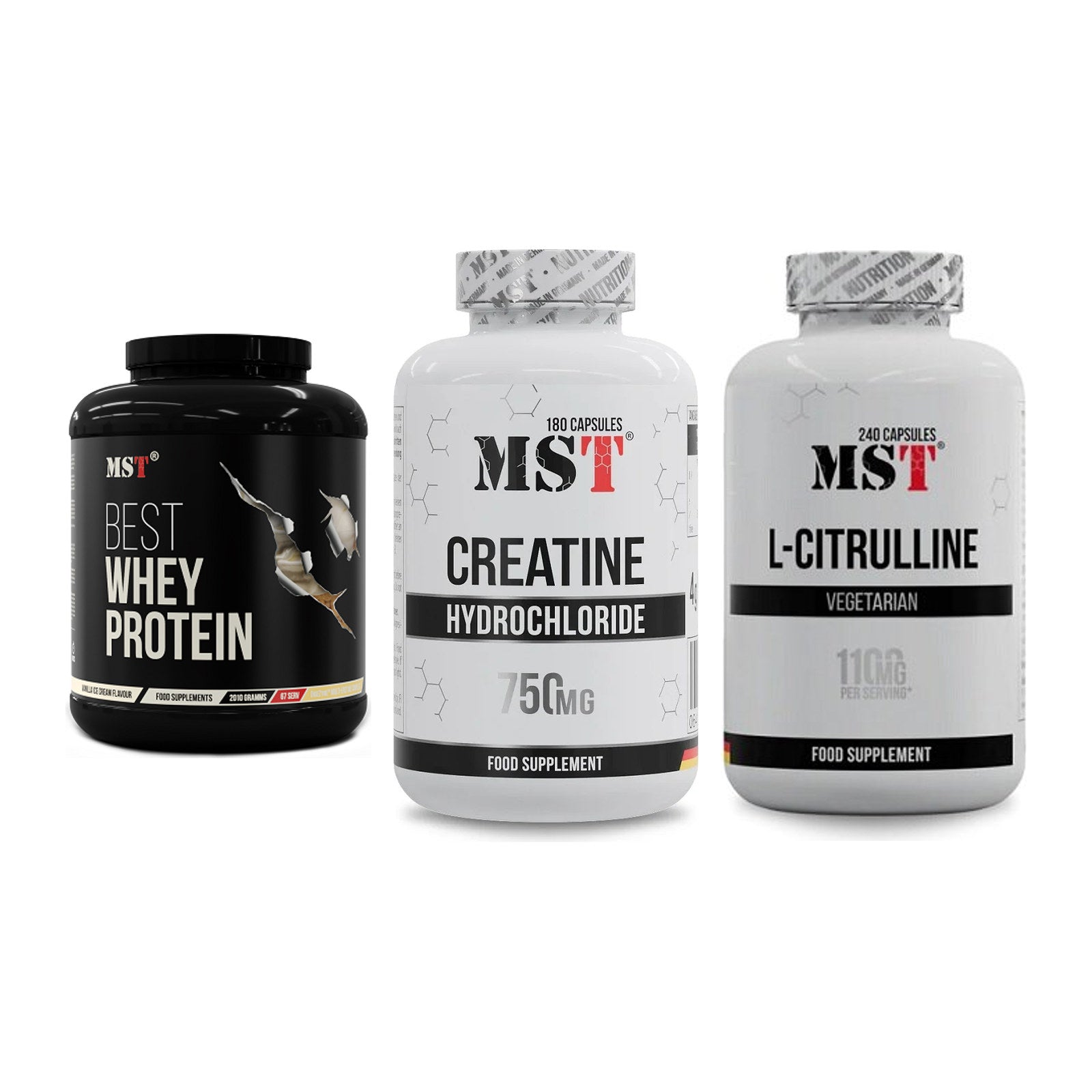 MST Marken-Trio: Best Whey + Creatine HCL + Citrulline – alle enthaltenen Artikel
