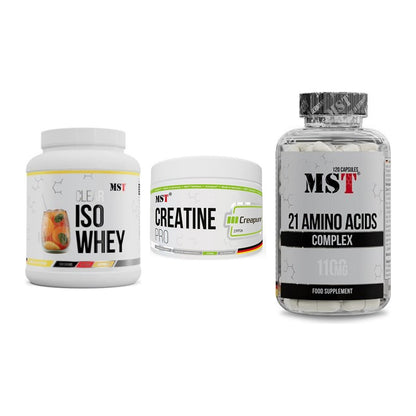 MST Marken-Trio: Iso Clear + Creatin Pro CREAPURE + 21 Amino Acids – alle enthaltenen Artikel