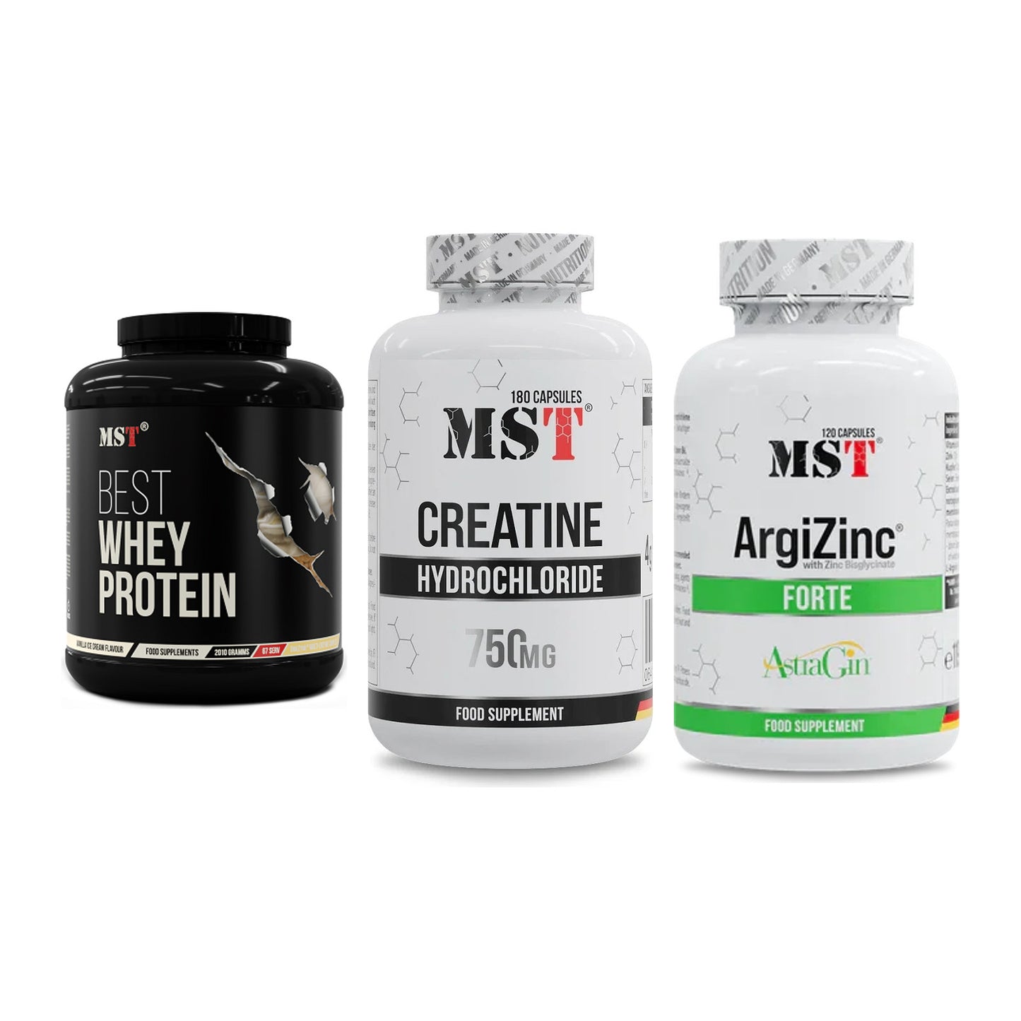 MST Marken-Trio: Best Whey + Creatine HCL + ArgiZinc Forte – alle enthaltenen Artikel