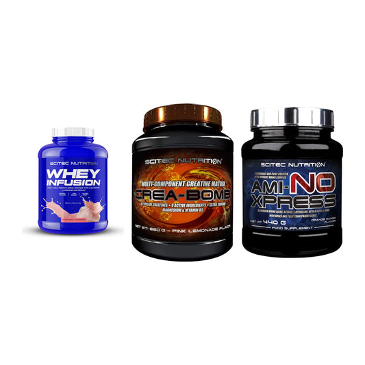 Scitec Nutrition Marken-Trio: Whey Infusion + Crea-Bomb + 1 weitere – alle enthaltenen Artikel
