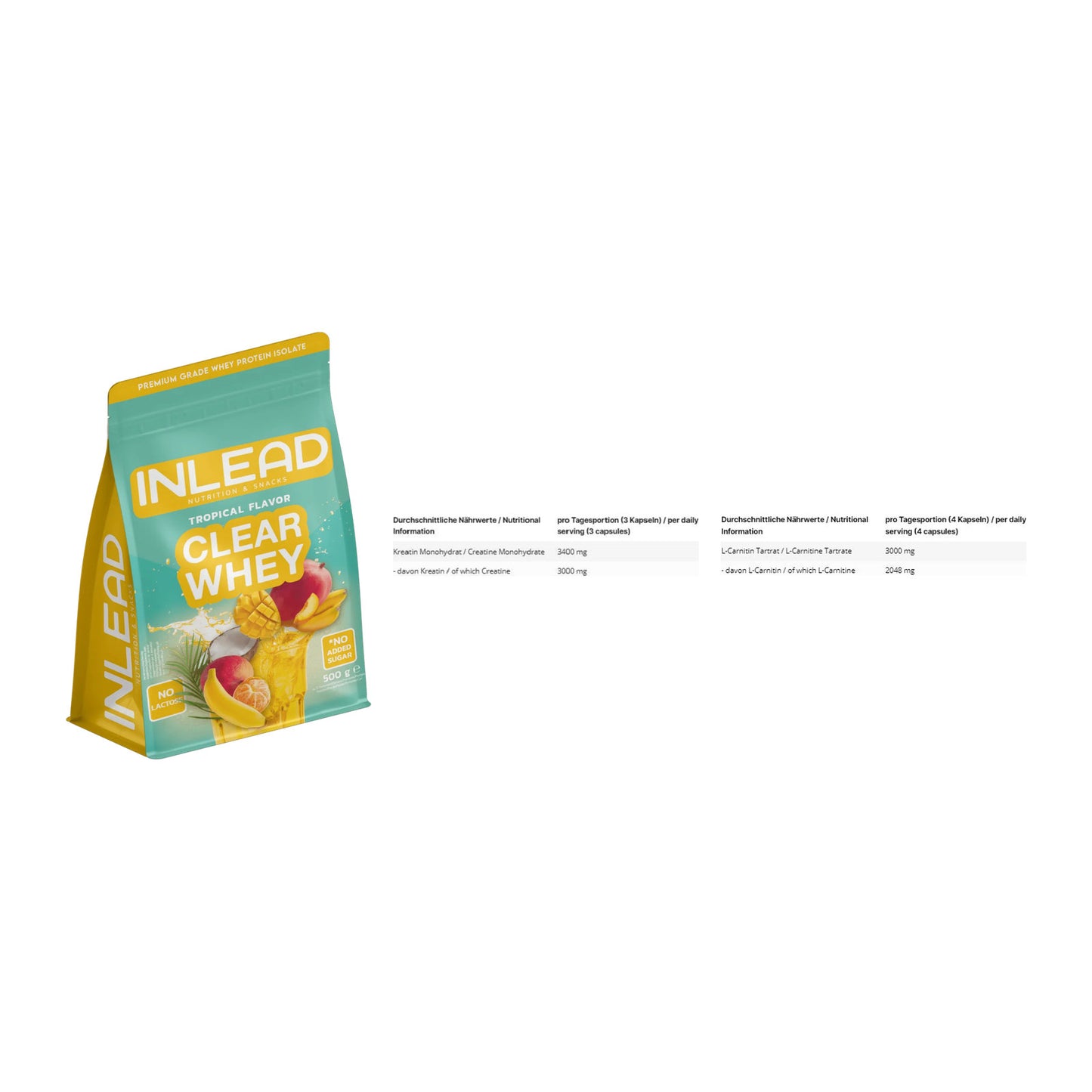 INLEAD Marken-Trio: Clear Whey + Creatine + L-Carnitine – alle enthaltenen Artikel