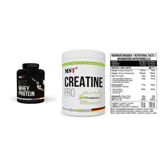 MST Marken-Trio: Best Whey Protein + Creatin Pro CREAPURE + BCAA Zero – alle enthaltenen Artikel