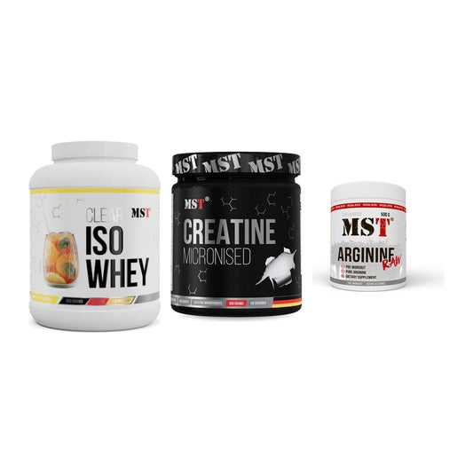 MST Marken-Trio: Iso Clear + Creatin Monohydrate + Arginine RAW – alle enthaltenen Artikel