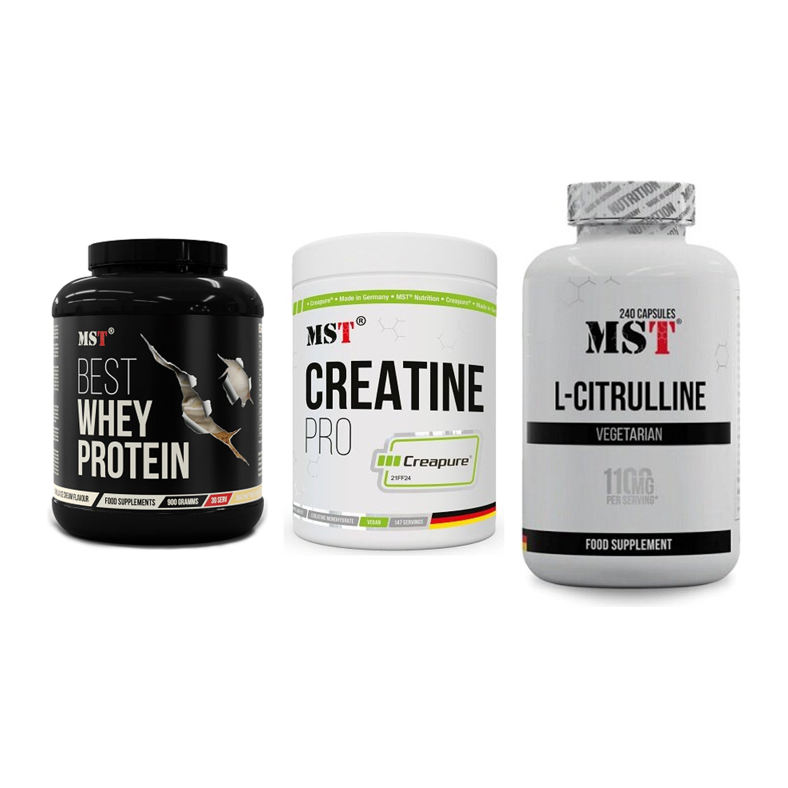 MST Marken-Trio: Best Whey Protein + Creatin Pro CREAPURE + Citrulline – alle enthaltenen Artikel
