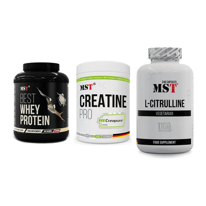 MST Marken-Trio: Best Whey Protein + Creatin Pro CREAPURE + Citrulline – alle enthaltenen Artikel