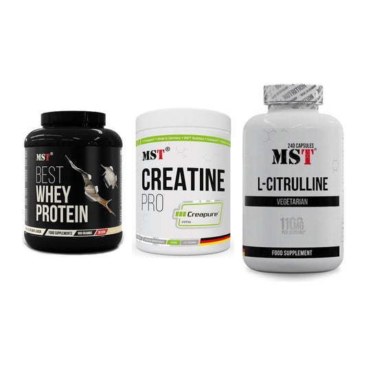 MST Marken-Trio: Best Whey Protein + Creatin Pro CREAPURE + Citrulline – alle enthaltenen Artikel