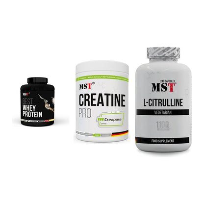 MST Marken-Trio: Best Whey Protein + Creatin Pro CREAPURE + Citrulline – alle enthaltenen Artikel