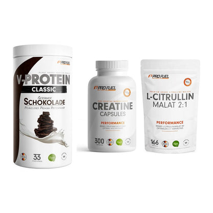 ProFuel Marken-Trio: VEGAN PROTEIN + Creatine + L-Citrullin – alle enthaltenen Artikel