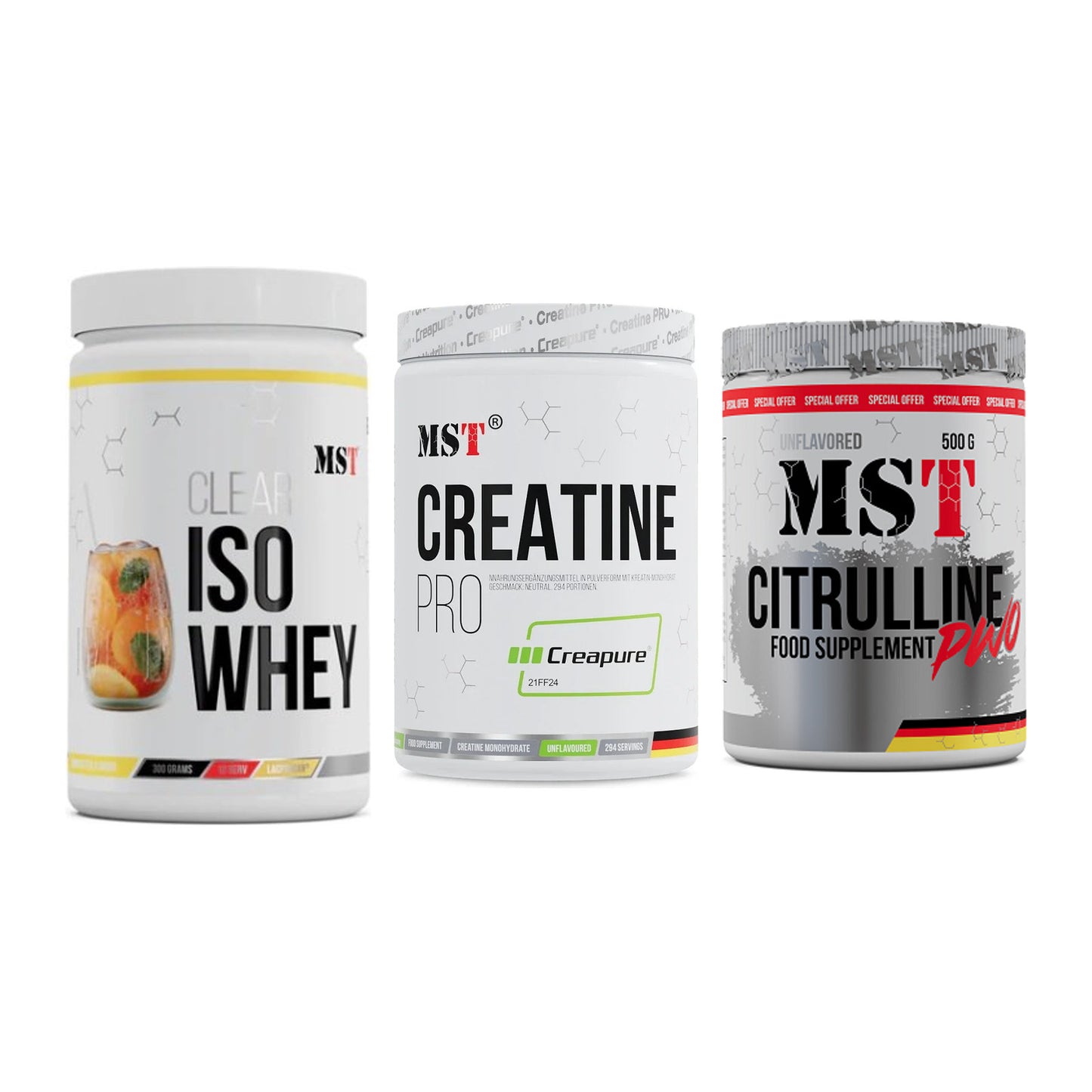 MST Marken-Trio: Iso Clear + Creatin Pro + Citrulline – alle enthaltenen Artikel