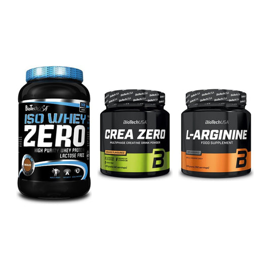 BioTech USA Marken-Trio: Iso Whey Zero + Crea Zero + L-Arginin – alle enthaltenen Artikel