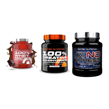 Scitec Nutrition Marken-Trio: 100% Whey + Creatine + 1 weitere – alle enthaltenen Artikel