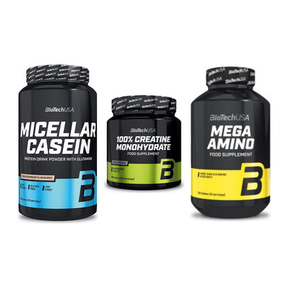 BioTech USA Marken-Trio: Micellar + Creatine + Mega Amino – alle enthaltenen Artikel