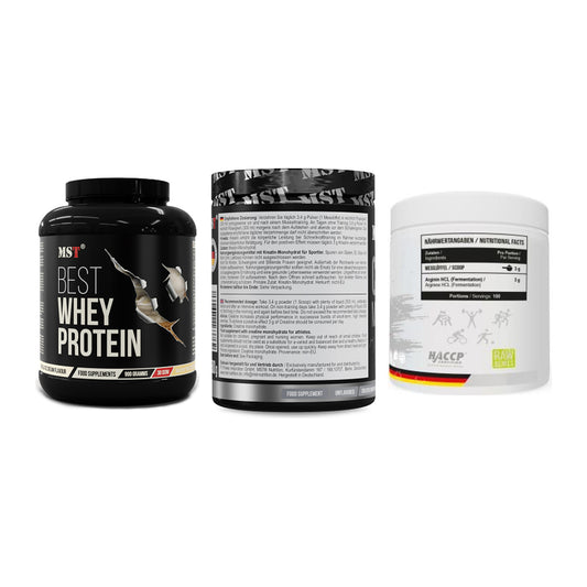 MST Marken-Trio: Best Whey + Creatin Monohyd + Arginine HCL – alle enthaltenen Artikel