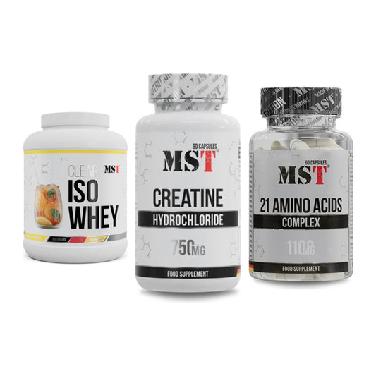 MST Marken-Trio: Iso Clear + Creatin HCL + 21 Amino Acids – alle enthaltenen Artikel