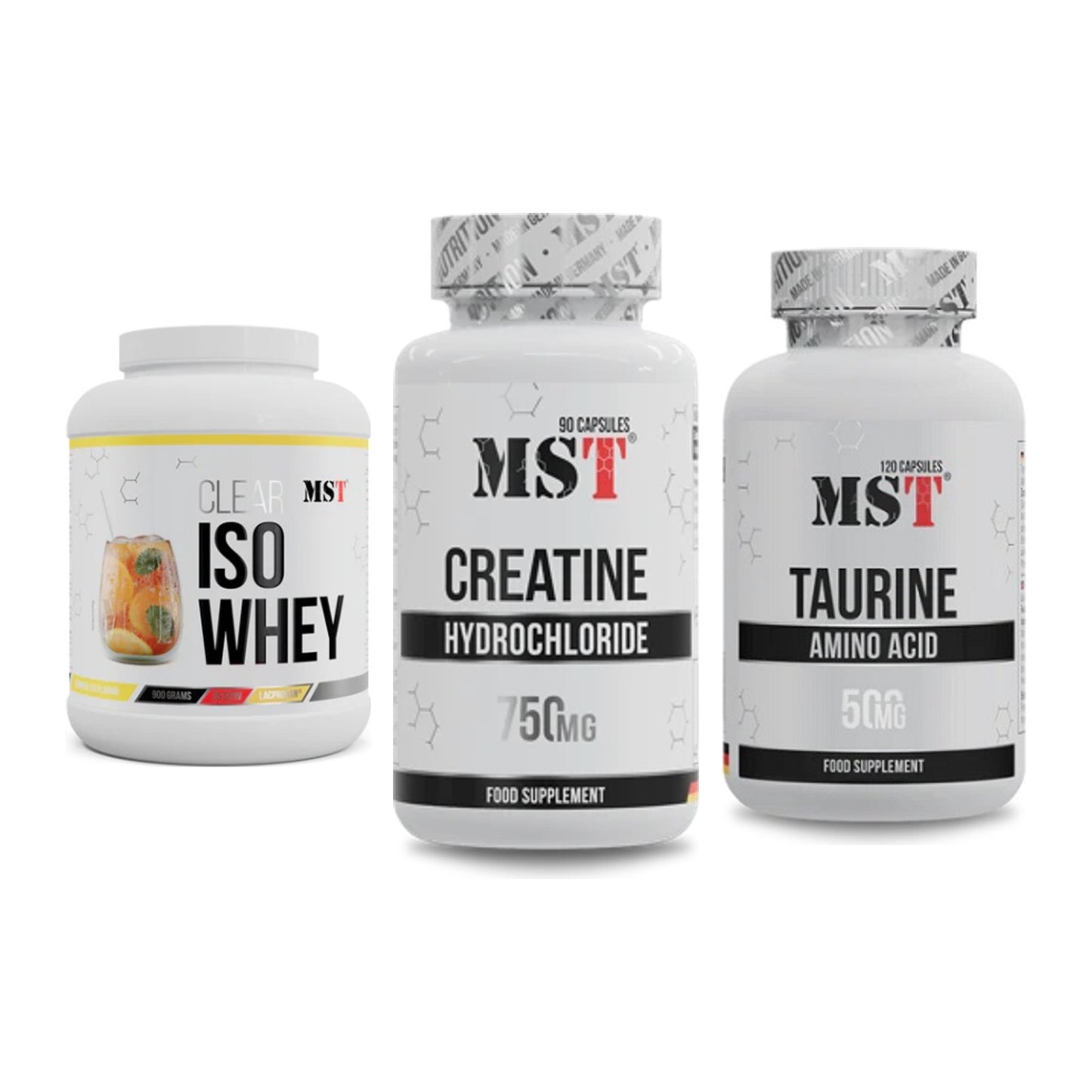 MST Marken-Trio: Iso Clear + Creatin HCL + Taurine – alle enthaltenen Artikel