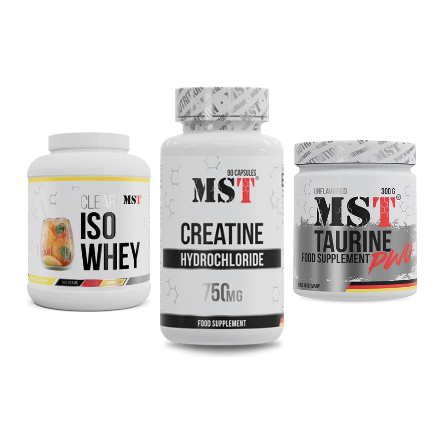 MST Marken-Trio: Iso Clear + Creatin HCL + Taurine – alle enthaltenen Artikel