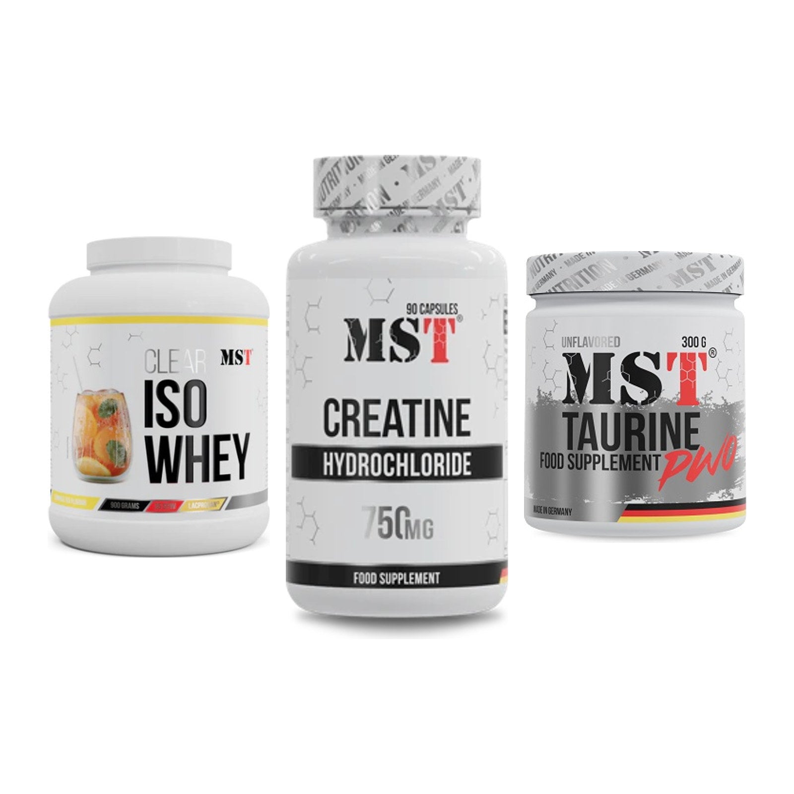 MST Marken-Trio: Iso Clear + Creatin HCL + Taurine – alle enthaltenen Artikel