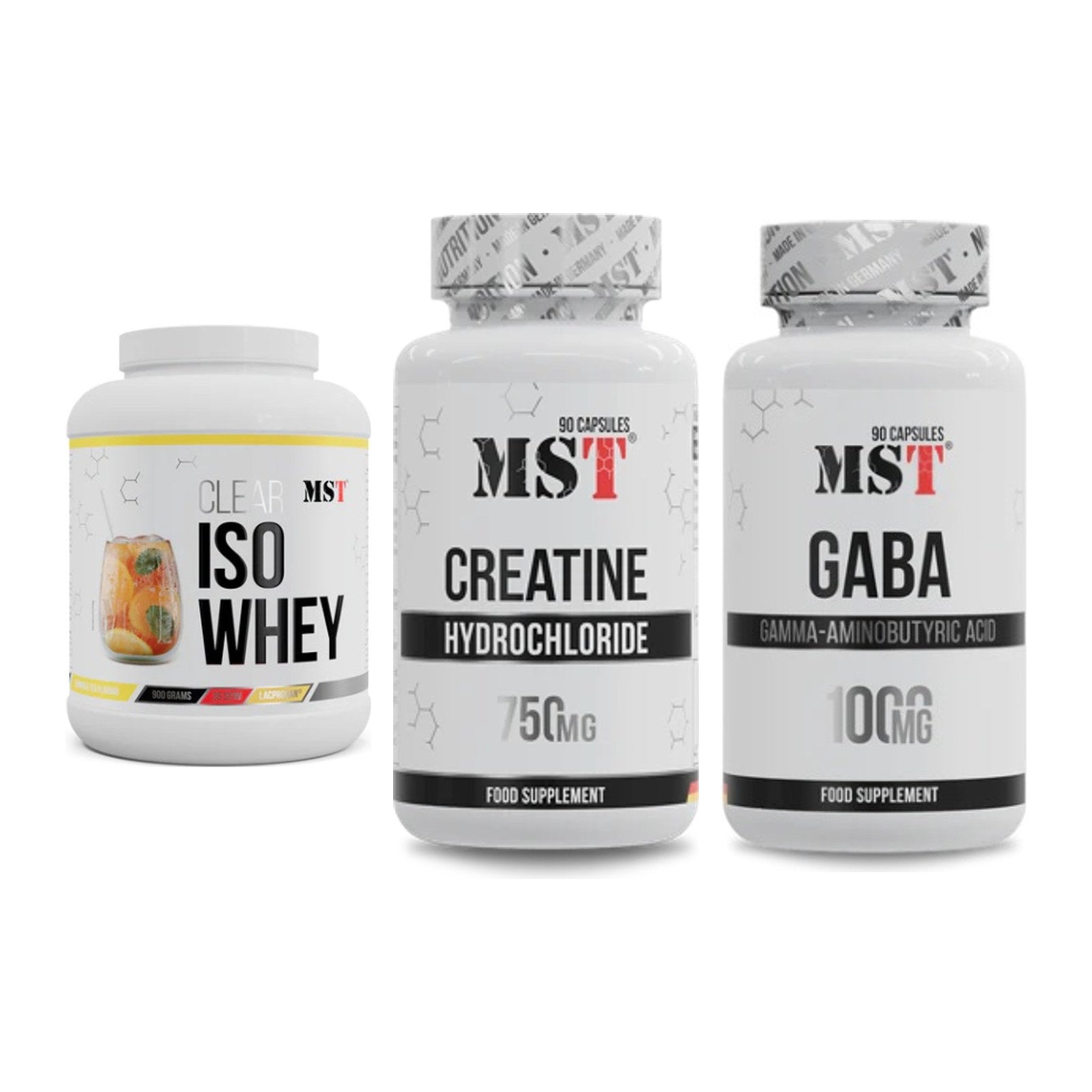 MST Marken-Trio: Iso Clear + Creatin HCL + GABA 1000mg – alle enthaltenen Artikel
