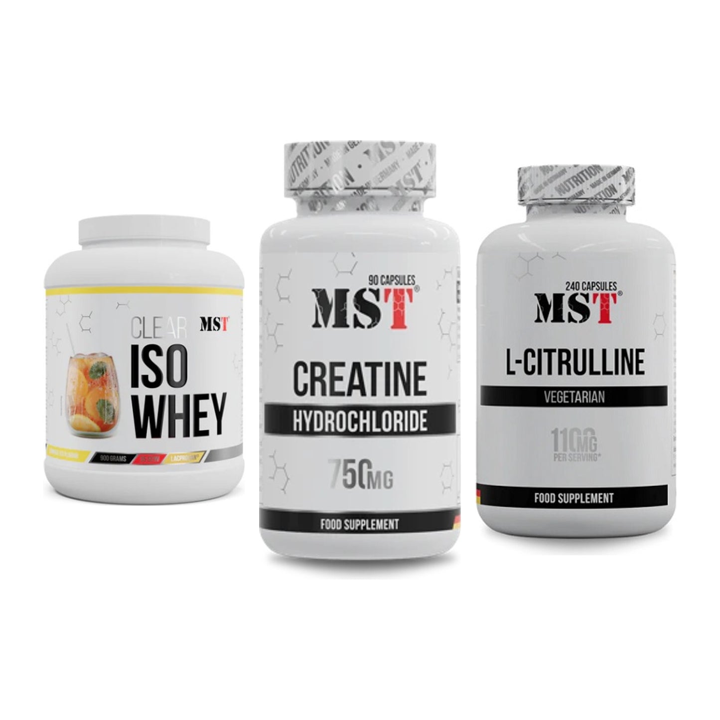MST Marken-Trio: Iso Clear + Creatin HCL + Citrulline – alle enthaltenen Artikel