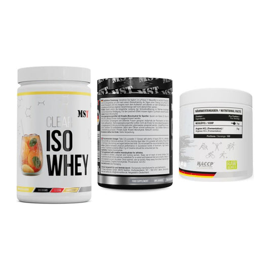 MST Marken-Trio: Iso Clear + Creatin Monohydrate + Arginine HCL – alle enthaltenen Artikel
