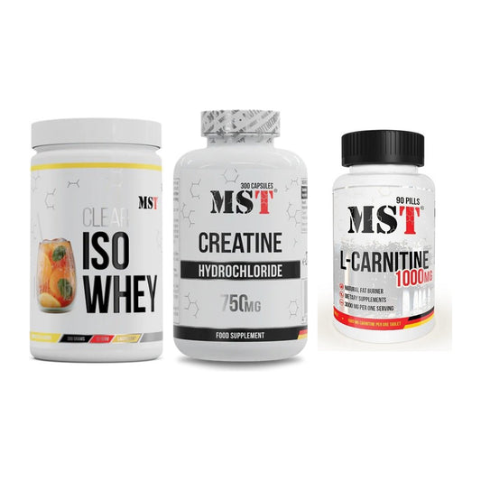 MST Marken-Trio: Iso Clear + Creatine HCL + L-Carnitine – alle enthaltenen Artikel