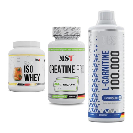 MST Marken-Trio: Iso Clear + Creatine Pro + L-Carnitine – alle enthaltenen Artikel