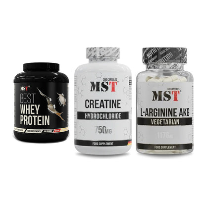 MST Marken-Trio: Best Whey + Creatine HCL + Arginin AAKG – alle enthaltenen Artikel
