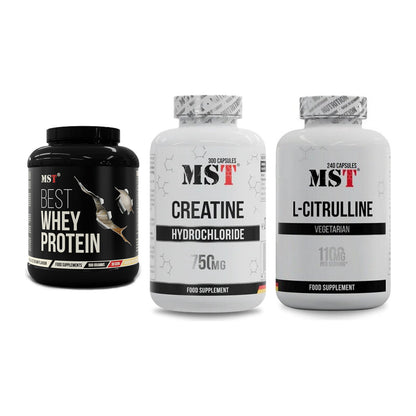 MST Marken-Trio: Best Whey Protein + Creatine HCL + Citrulline – alle enthaltenen Artikel