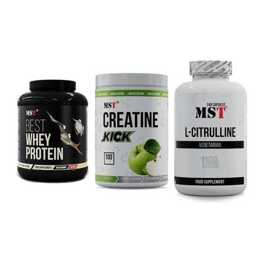 MST Marken-Trio: Best Whey Protein + Creatine Kick + Citrulline – alle enthaltenen Artikel