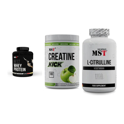 MST Marken-Trio: Best Whey Protein + Creatine Kick + Citrulline – alle enthaltenen Artikel