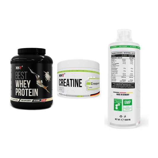 MST Marken-Trio: Best Whey + Creatin Pro + L-Carnitine – alle enthaltenen Artikel