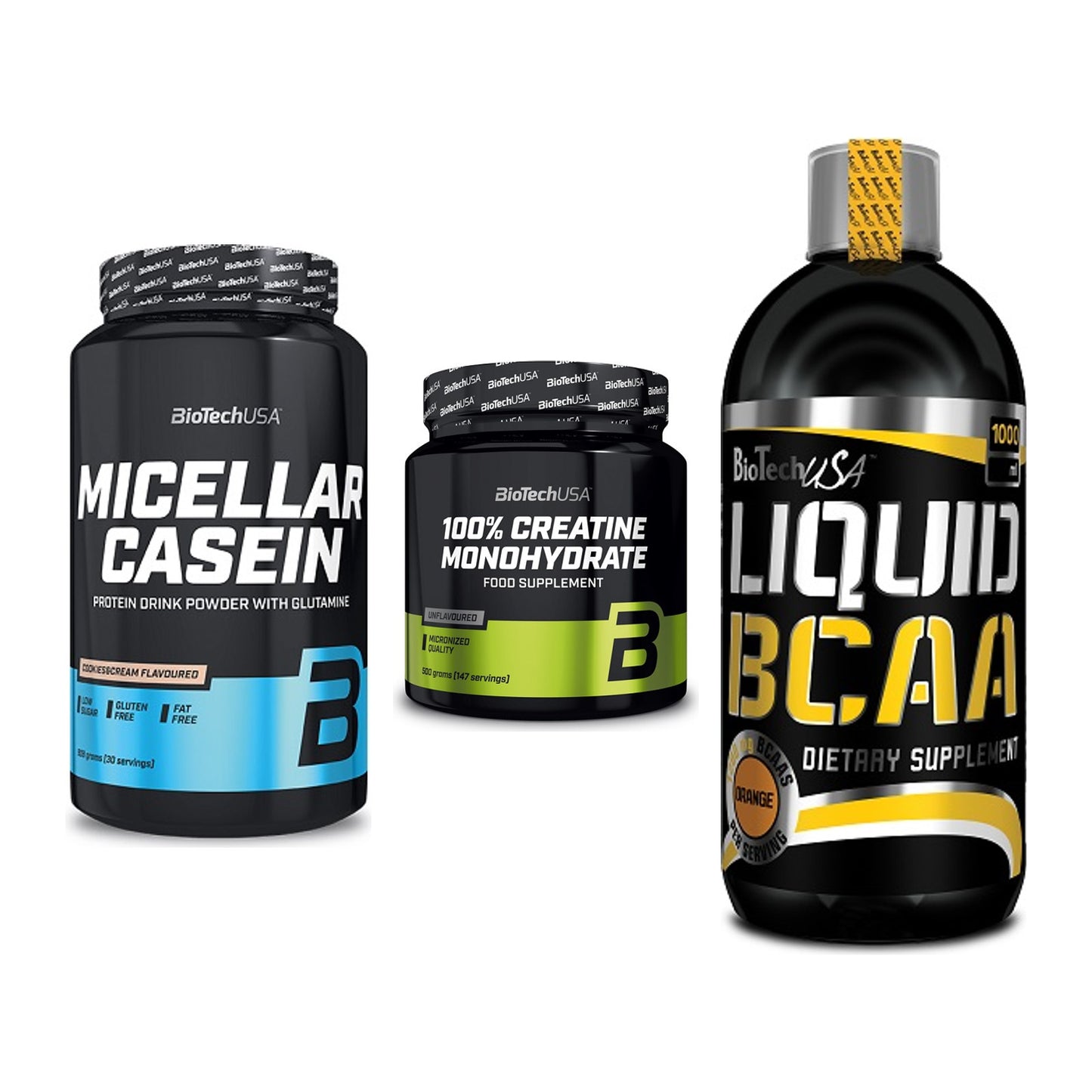 BioTech USA Marken-Trio: Micellar + Creatine + Liquid BCAA – alle enthaltenen Artikel