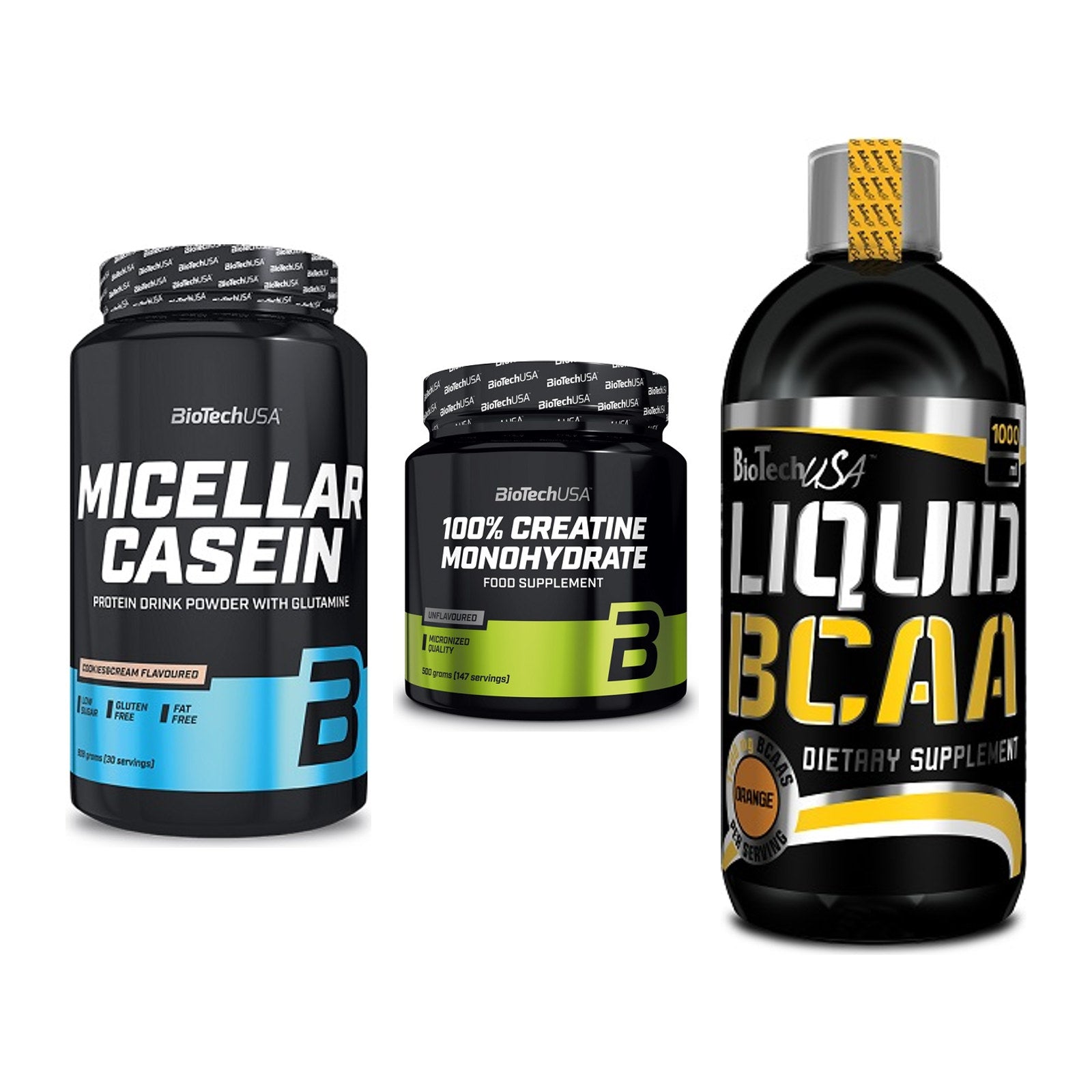 BioTech USA Marken-Trio: Micellar + Creatine + Liquid BCAA – alle enthaltenen Artikel