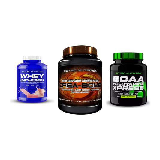 Scitec Nutrition Marken-Trio: Whey Infusion + Crea-Bomb + 1 weitere – alle enthaltenen Artikel