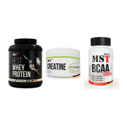 MST Marken-Trio: Best Whey + Creatin Pro + BCAA 1000 (90 – alle enthaltenen Artikel