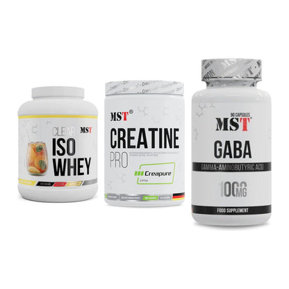 MST Marken-Trio: Iso Clear 900g + Creatin Pro + GABA 1000mg – alle enthaltenen Artikel