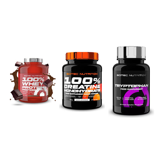 Scitec Nutrition Marken-Trio: 100% Whey + Creatine + 1 weitere – alle enthaltenen Artikel