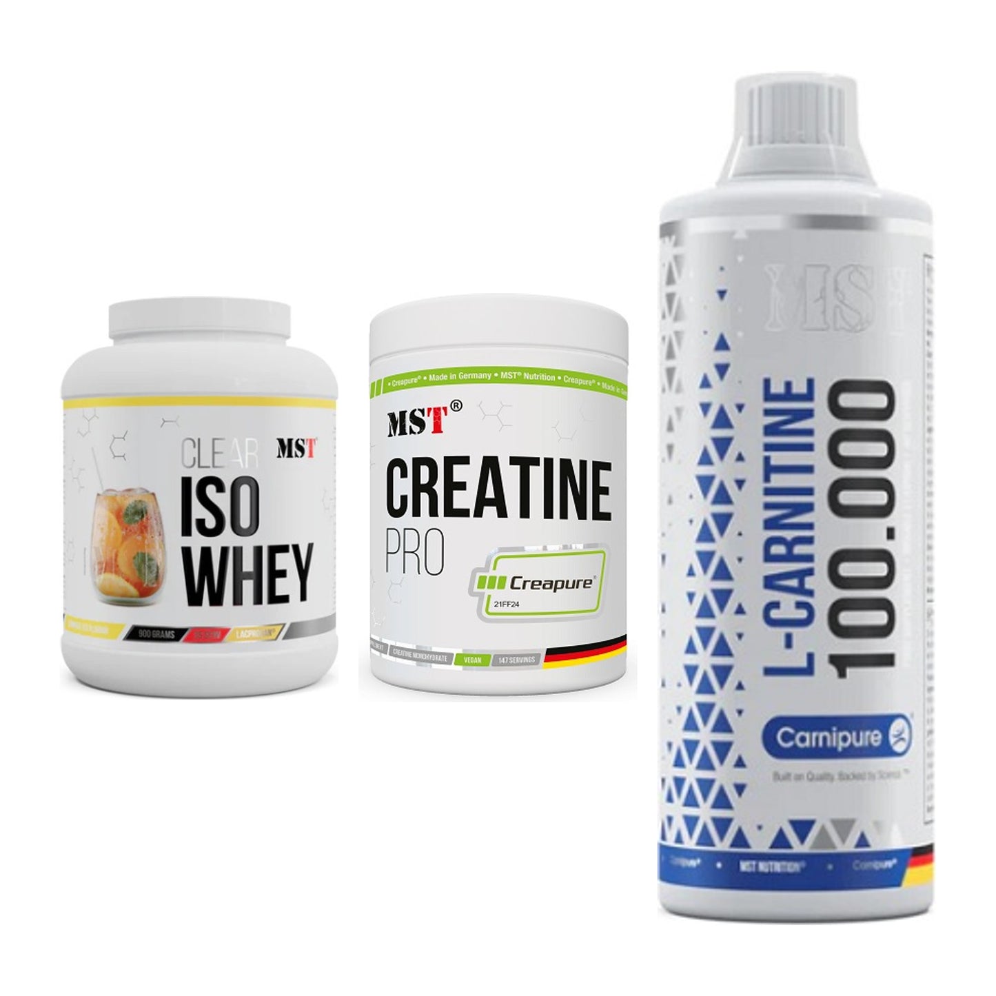 MST Marken-Trio: Iso Clear + Creatin Pro + L-Carnitine – alle enthaltenen Artikel