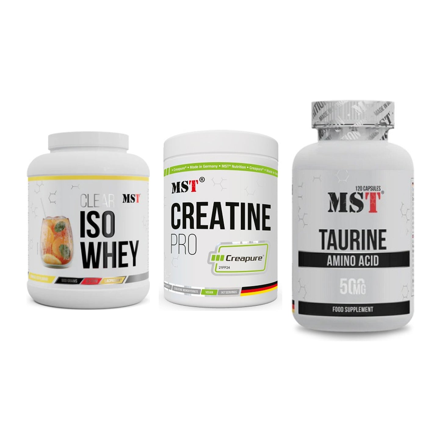 MST Marken-Trio: Iso Clear + Creatin Pro CREAPURE + Taurine – alle enthaltenen Artikel
