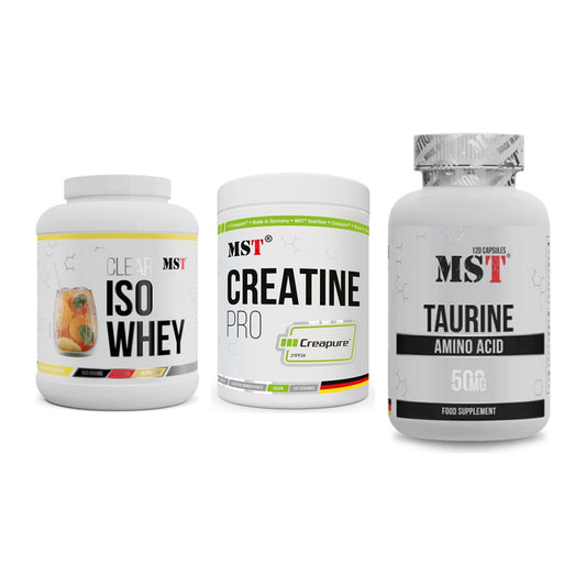 MST Marken-Trio: Iso Clear + Creatin Pro CREAPURE + Taurine – alle enthaltenen Artikel