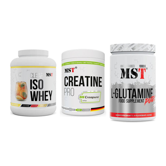 MST Marken-Trio: Iso Clear + Creatin Pro CREAPURE + Glutamine – alle enthaltenen Artikel