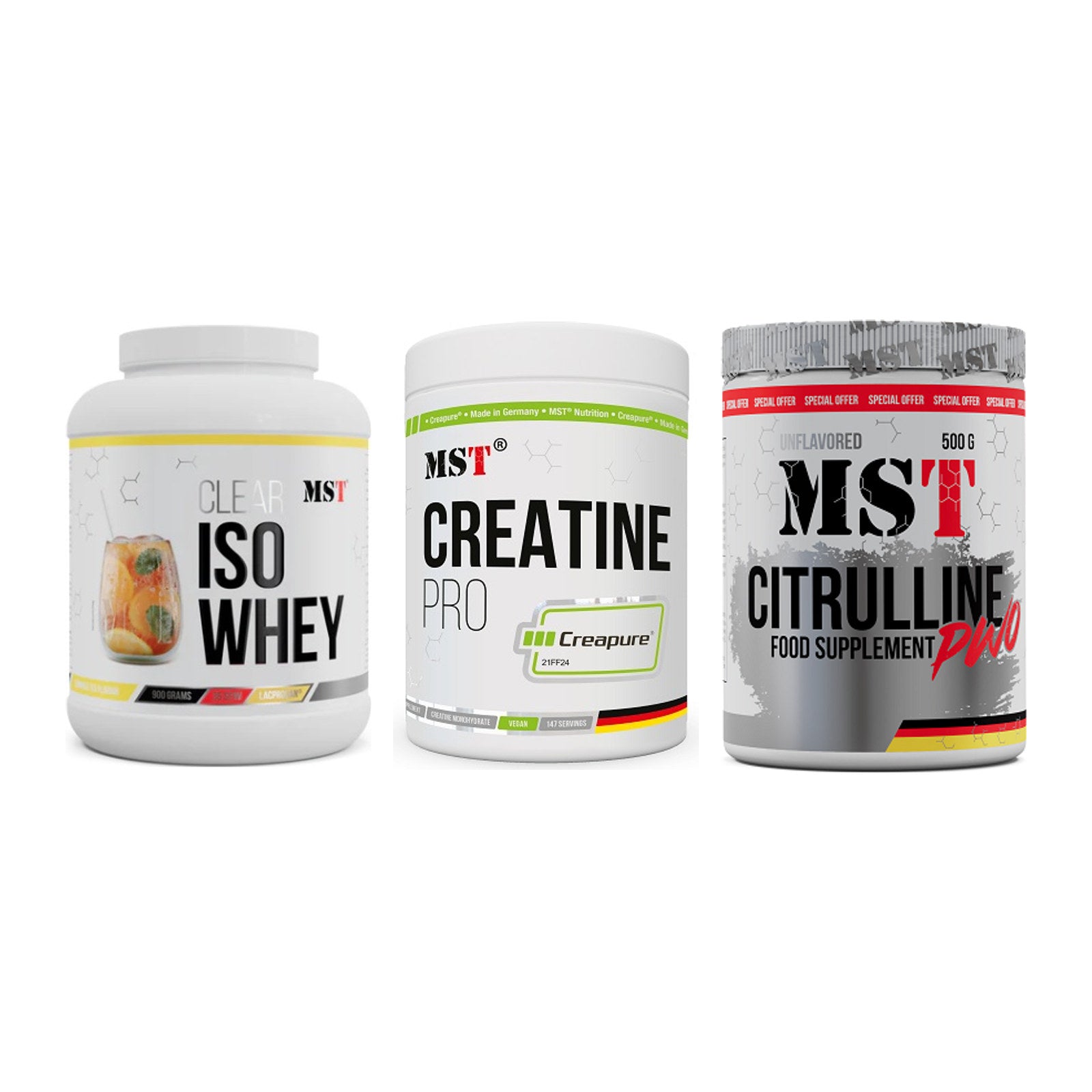 MST Marken-Trio: Iso Clear + Creatin Pro + Citrulline – alle enthaltenen Artikel